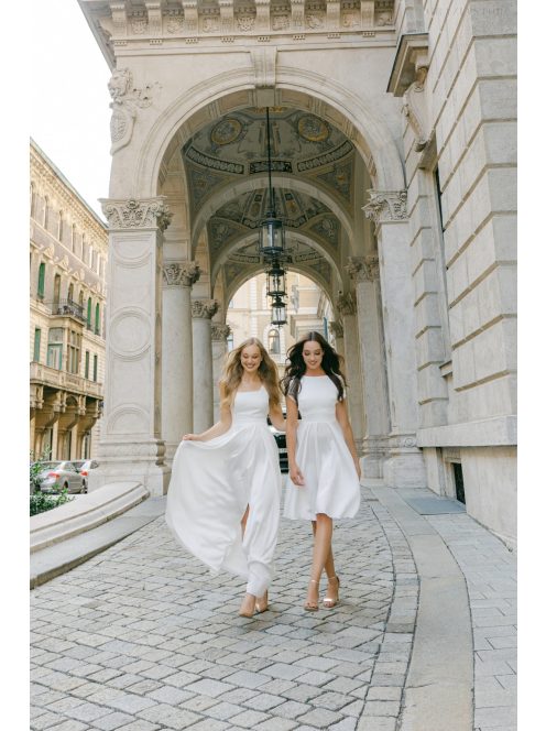 Maya – fehér szatén maxi esküvői ruha polgári szertartásra