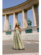 Zenina jacquard maxi ruha - Arany-ezüst mintás alkalmi ruha zsebekkel