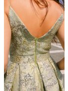 Zenina jacquard maxi ruha - Arany-ezüst mintás alkalmi ruha zsebekkel