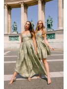 Zenina jacquard maxi ruha - Arany-ezüst mintás alkalmi ruha zsebekkel