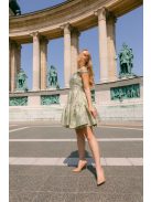 Frida jacquard mini ruha - Arany-ezüst mintás halványzöld alkalmi ruha