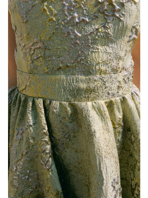Frida jacquard mini ruha - Arany-ezüst mintás halványzöld alkalmi ruha