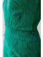 Lia - sötétzöld anyagában mintás jacquard maxi ruha keresztezett felsőrésszel