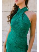 Lia Jacquard maxi ruha - Zöld-fekete mintás elegáns alkalmi ruha