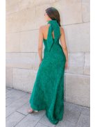 Lia Jacquard maxi ruha - Zöld-fekete mintás elegáns alkalmi ruha