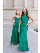 Lia Jacquard maxi ruha - Zöld-fekete mintás elegáns alkalmi ruha