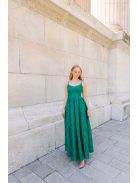 Chloe – anyagában mintás jacquard maxi ruha szív kivágással sötétzöld színben