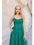 Chloe jacquard maxi ruha - Zöld-fekete mintás elegáns alkalmi ruha