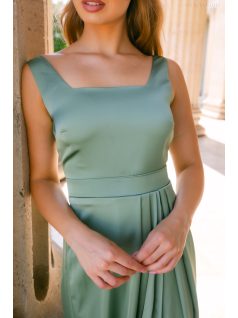 Maya zsályazöld light szatén alkalmi ruha - Elegáns maxi ruha