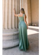 Maya zsályazöld light szatén alkalmi ruha - Elegáns maxi ruha