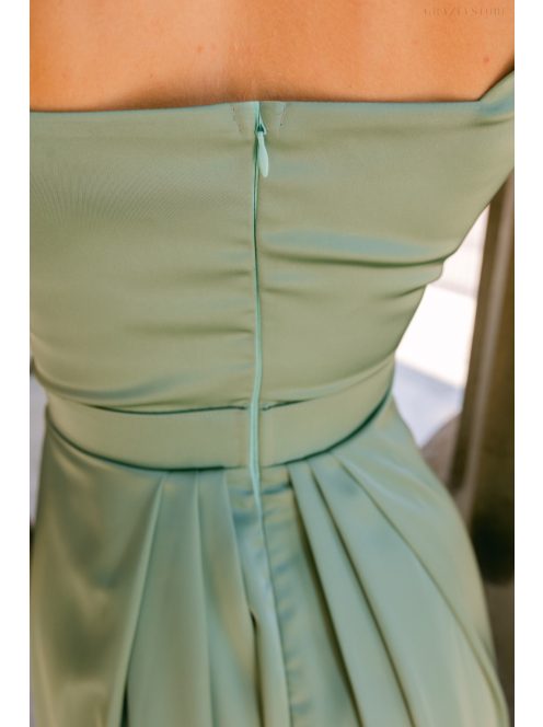 Maya zsályazöld light szatén alkalmi ruha - Elegáns maxi ruha