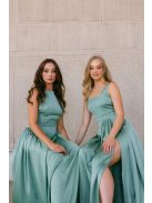 Maya zsályazöld light szatén alkalmi ruha - Elegáns maxi ruha