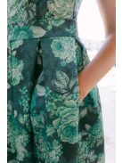 Frida – virágmintás szatén maxi ruha ejtett vállú elasztikus felsőrésszel 