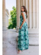 Frida – virágmintás szatén maxi ruha ejtett vállal