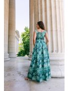 Frida – virágmintás szatén maxi ruha ejtett vállal