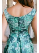 Frida – virágmintás szatén maxi ruha ejtett vállú elasztikus felsőrésszel 