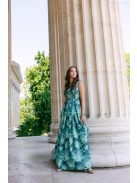 Frida – virágmintás szatén maxi ruha ejtett vállal