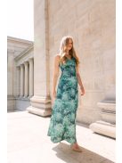 Annabella – virágmintás szatén maxi ruha V dekoltázzsal és hátkivágással