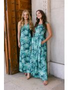 Annabella – virágmintás szatén maxi ruha V kivágással