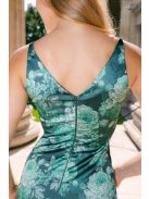 Annabella – virágmintás szatén maxi ruha V dekoltázzsal és hátkivágással