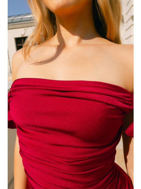 Heni – off-shoulder alkalmi ruha masnis részlettel shanghai színben