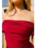Heni – bordó off-shoulder alkalmi ruha masnival