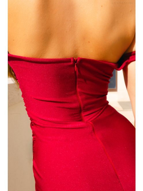 Heni – off-shoulder alkalmi ruha masnis részlettel shanghai színben