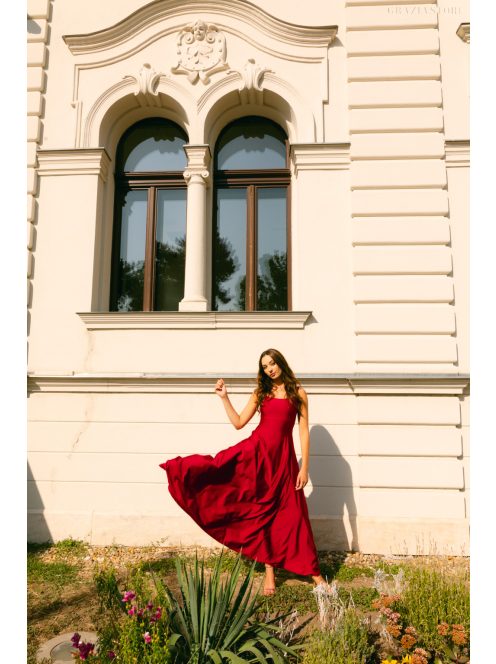 Dominika – shanghai színű elasztikus maxi ruha vastag pánttal