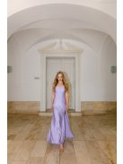 Annabella – levenula színű szatén maxi ruha V kivágással