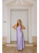 Annabella – levenula színű szatén maxi ruha V kivágással