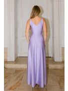 Annabella – levenula színű szatén maxi ruha V kivágással