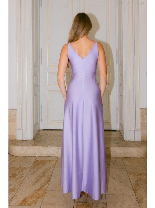Annabella – poetry színű elasztikus maxi ruha V dekoltázzsal és hátkivágással