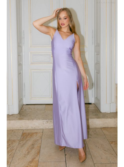 Annabella – poetry színű elasztikus maxi ruha V dekoltázzsal és hátkivágással