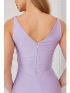 Annabella – levenula színű szatén maxi ruha V kivágással