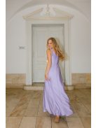 Annabella – levenula színű szatén maxi ruha V kivágással