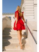 Elena – Piros szatén mini ruha tüll szoknyával 