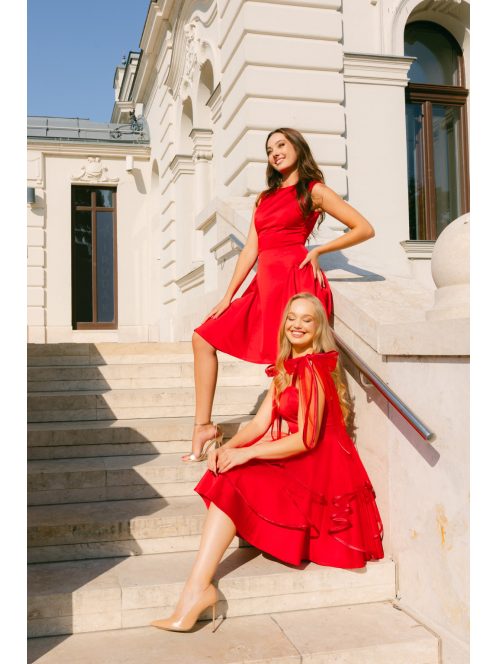 Elena – Piros szatén mini ruha tüll szoknyával 