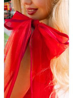 Elena – Piros szatén mini ruha tüll szoknyával 