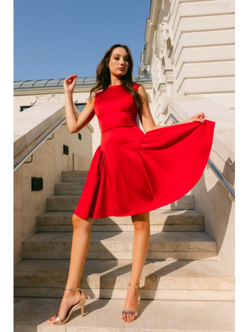 Niko – szatén mini ruha csípővonalban szabott fazonnal piros színben