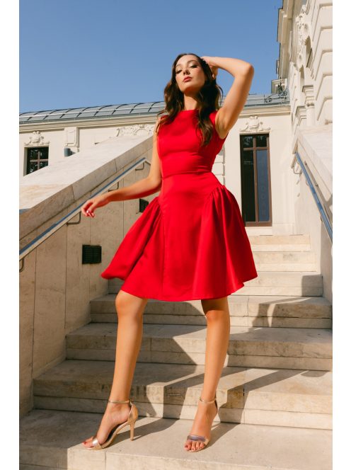 Niko szatén mini ruha piros színben I menyecske ruha