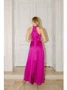 Olga – Magenta szatén maxi ruha megkötős nyakkal és elegáns bő szabással