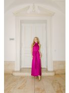 Olga – Magenta szatén maxi ruha megkötős nyakkal és elegáns bő szabással