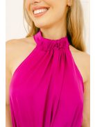 Olga – Magenta szatén maxi ruha megkötős nyakkal és elegáns bő szabással
