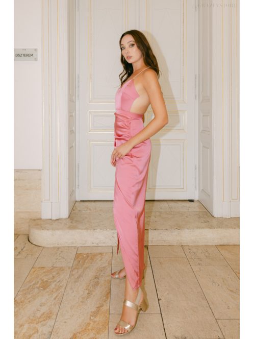 Dalma – Mályva színű hátnélküli maxi ruha keresztezett pántokkal 