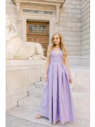 Szonja – Lila jacquard maxi ruha V dekoltázzsal 