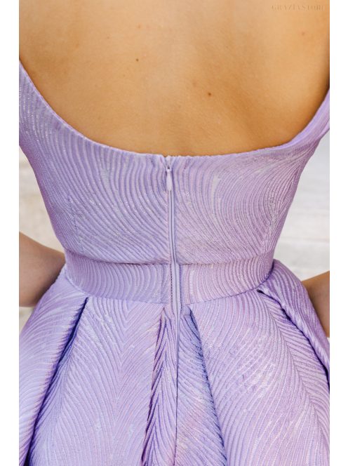 Szonja – anyagában mintás lila jacquard maxi ruha 