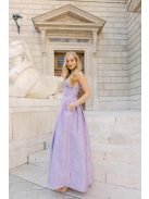 Szonja – anyagában mintás lila jacquard maxi ruha 