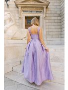 Szonja – anyagában mintás lila jacquard maxi ruha 