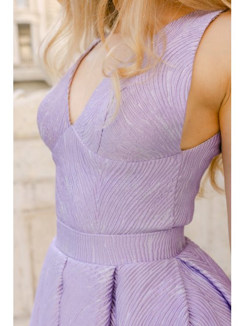 Szonja – Lila jacquard maxi ruha V dekoltázzsal 