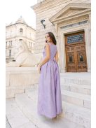 Kitti – Lila jacquard maxi ruha egyenes dekoltázzsal 